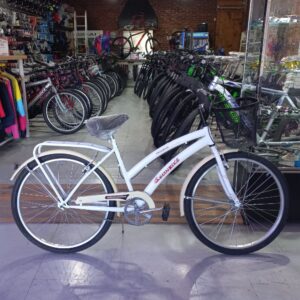 Bicicleta Playera Full Dama Rod 26 De Lujo Color Blanco Y Beige