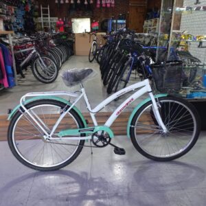 Bicicleta Playera Full Dama Rod 26 De Lujo Color Blanco Y Verde